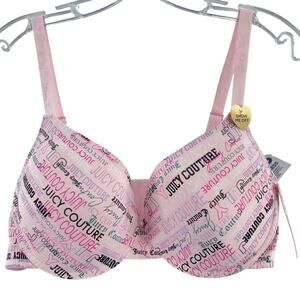Juicy Couture Pink Logo Print Bra